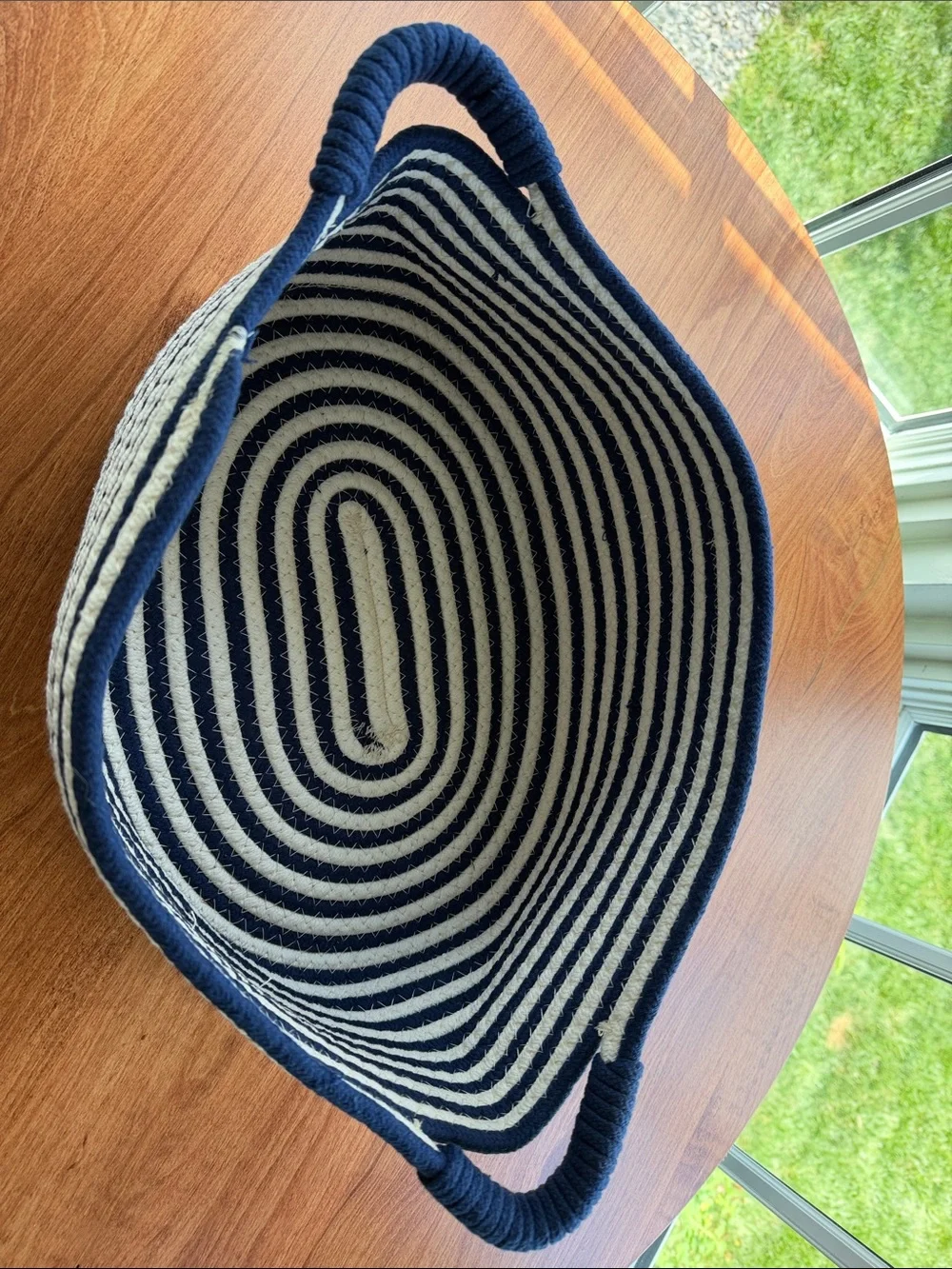 Striped Rope Storage Basket - Navy and White